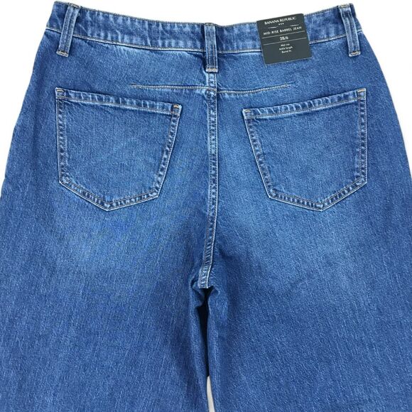 Banana Republic Barrel Jeans Womens sz 28 /6 Mid Rise Medium Wash Stretch NEW - Picture 7 of 16